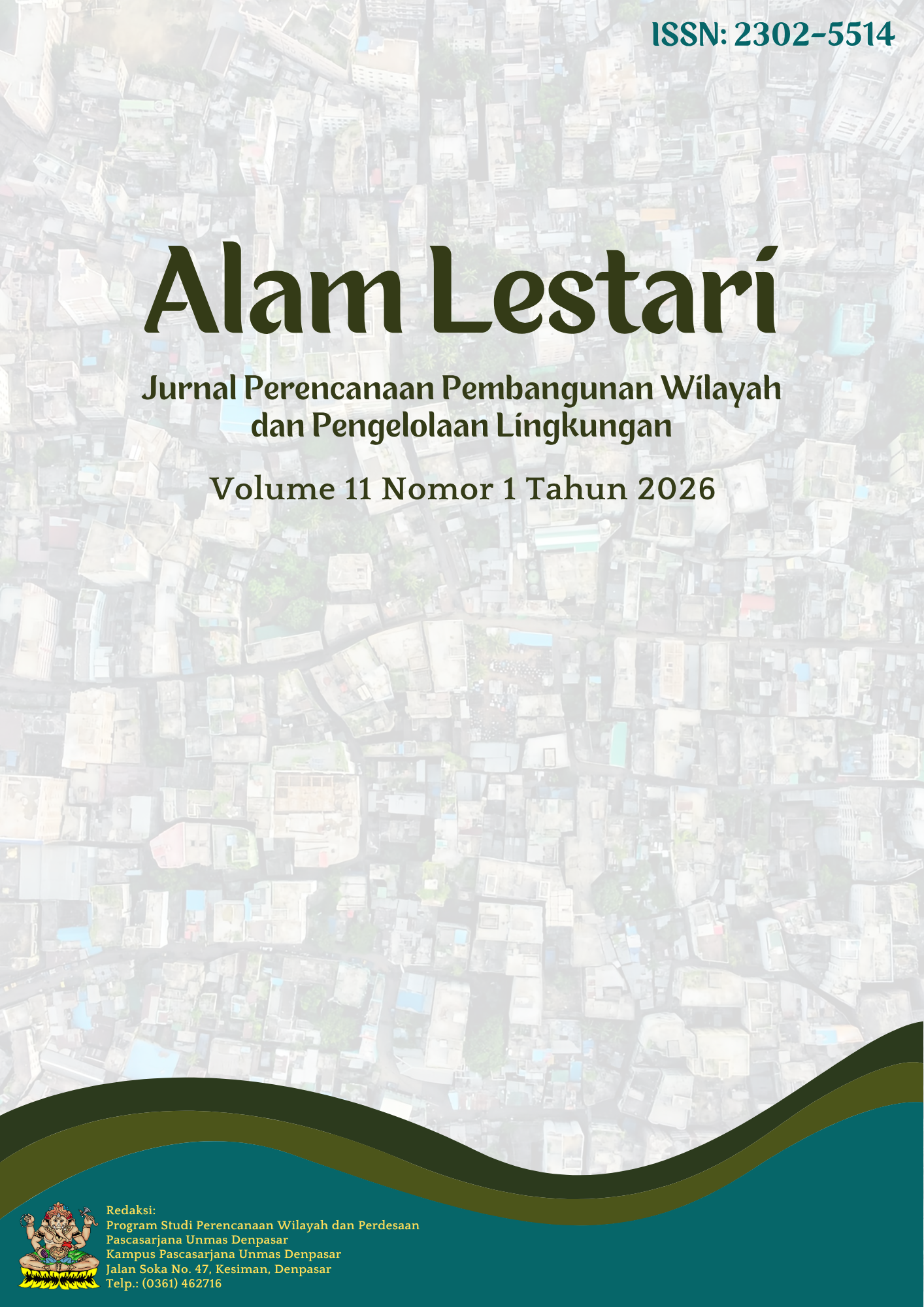 					View Vol. 11 No. 1 (2026): Alam Lestari: Jurnal Perencanaan Pembangunan Wilayah dan Pengelolaan Lingkungan
				